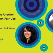 Green and blue flyer for IDAinsight: Yet Another Legal Update on Fair Use (2025)